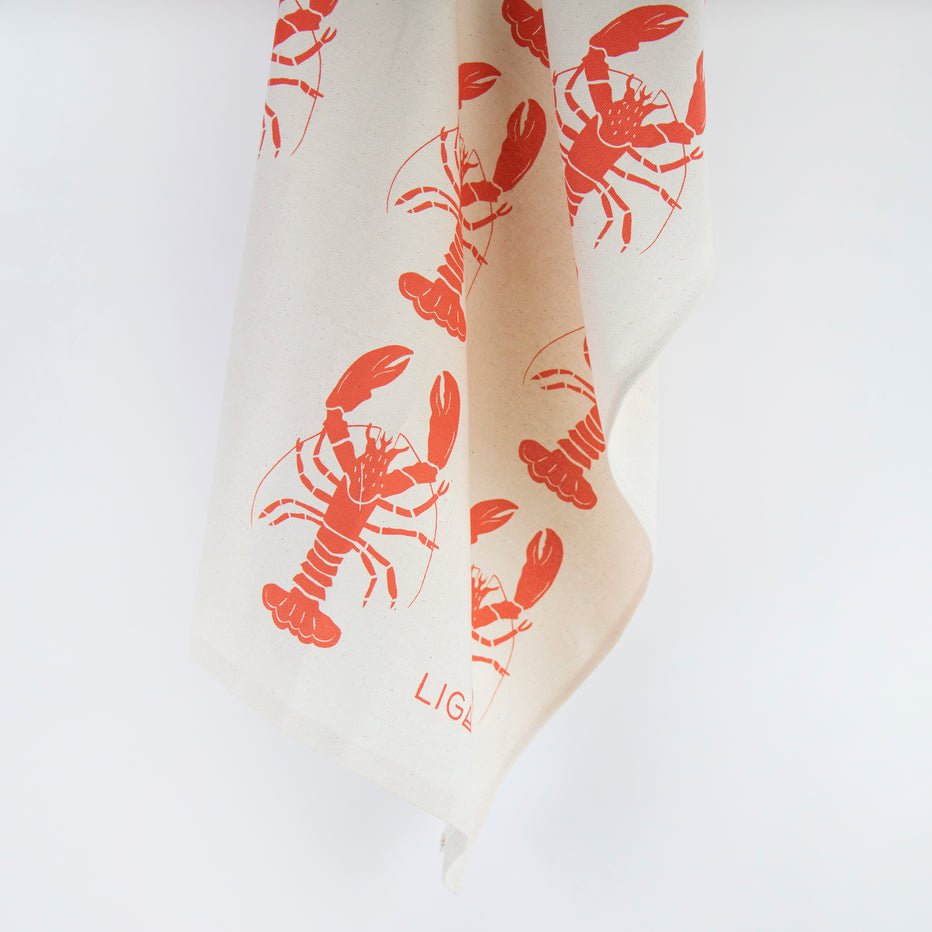 Love Liga Lobster Tea Towel - Red - The Mewstone Candle Co