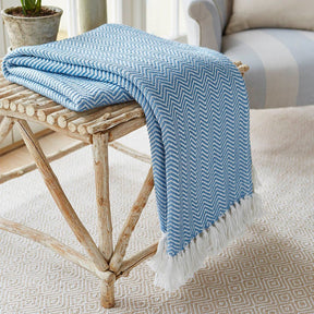 Weaver Green Cobalt Herringbone Blanket - The Mewstone Candle Co