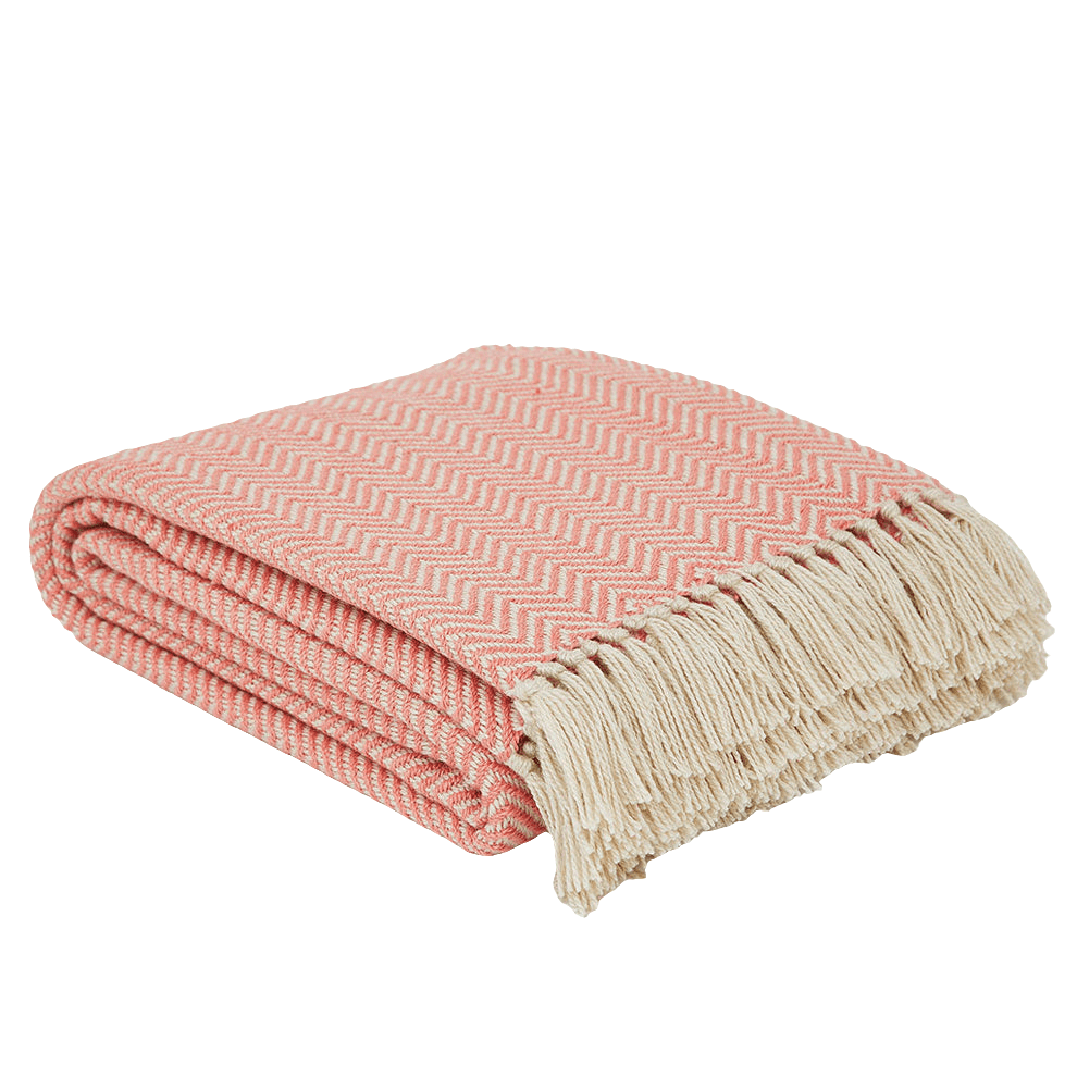 Weaver Green Coral Herringbone Blanket - The Mewstone Candle Co