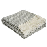 Weaver Green Dove Grey Herringbone Blanket - The Mewstone Candle Co