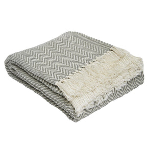 Weaver Green Dove Grey Herringbone Blanket - The Mewstone Candle Co