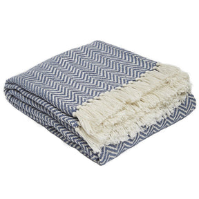 Weaver Green Navy Herringbone Blanket - The Mewstone Candle Co