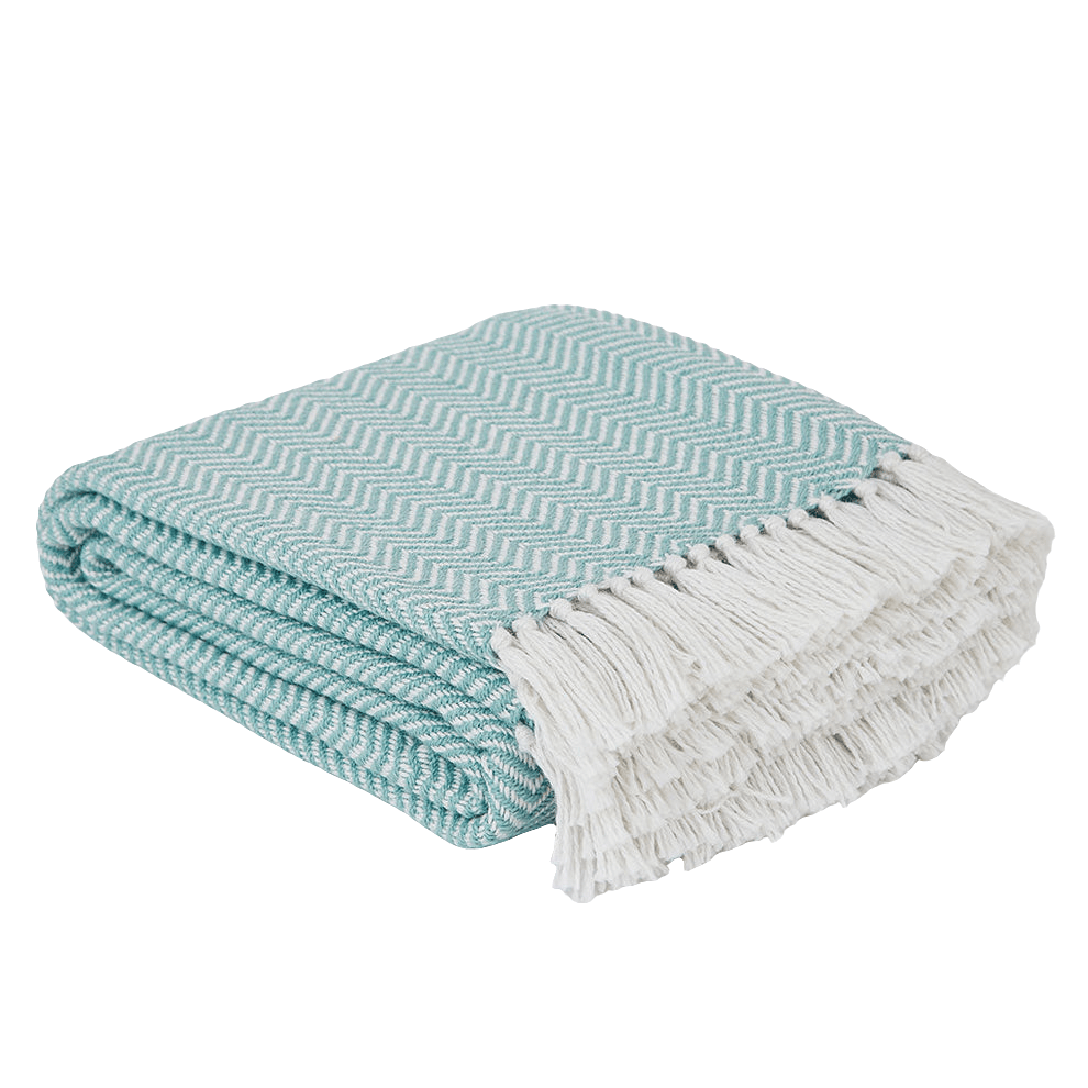 Weaver Green Teal Herringbone Blanket - The Mewstone Candle Co