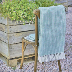 Weaver Green Teal Herringbone Blanket - The Mewstone Candle Co