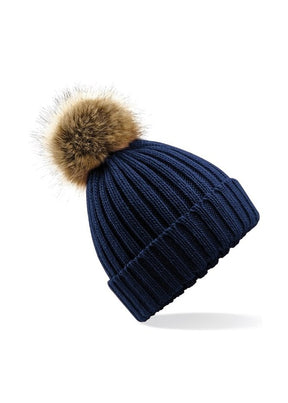 Mewstone Chunky Pom Pom Beanie Hat in Navy - The Mewstone Candle Co