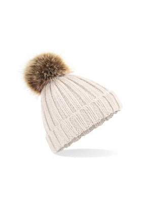 Mewstone Chunky Pom Pom Beanie Hat in Oatmeal - The Mewstone Candle Co